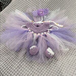 Custom newborn Easter dress with shoes & headband great for photo shoot purple